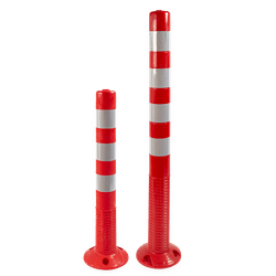 Kunststof flexibele afzetpaal rood wit Ø80mm - overrijdbaar