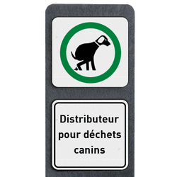 Poteau de délimitation autoportant avec 2 panneaux en aluminium - distributeur pour déchets canins