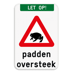 Verkeersbord - Let op - Padden oversteek