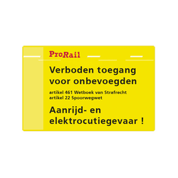 Waarschuwingsbord ProRail - Elektrocutiegevaar - 300x190mm