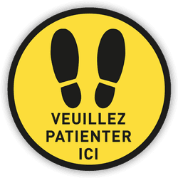 Autocollant de sol personnalisable &ndash; Veuillez patienter ici