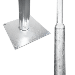 Flespaal staal - lengte 2800mm met bodemplaat 280x280x8mm incl. 4 gaten