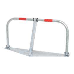 Barri&egrave;re anti-stationnement en acier - 850 x 450 mm - rabattable avec plaque de base - serrure &agrave; cylindre