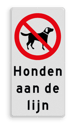 Informatiebord 200x400mm - Honden aan de lijn toegestaan