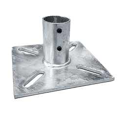 Voetplaat met gelaste buis &Oslash;48-51mm - 200x200mm - 4 gaten