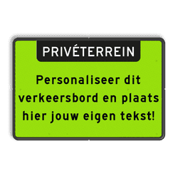Verkeersbord met eigen tekst - geel/zwart - reflecterend/fluorescerend