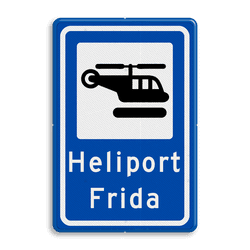 Verkeersbord heliport met 3 regels tekst