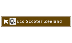 Verwijsbord toeristisch (bruin) - met pictogram Elektrische Scooter