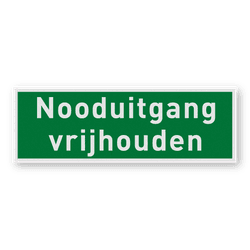 Bord of sticker nooduitgang vrijhouden - reflecterend