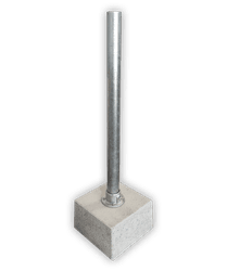 Montagepaal Ø60x1100mm staal THVZ - met voetstuk en betonvoet 300x300x200mm