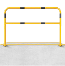 Barri&egrave;re industrielle en acier &Oslash; 48 mm avec traverse &ndash; Jaune/noir