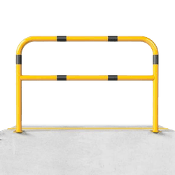 Barri&egrave;re de protection en acier &Oslash; 60 mm avec traverse &ndash; Jaune/noir