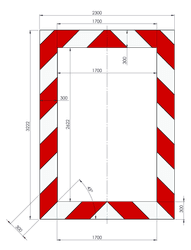 Kaderrand NL 2300x3222x300mm rood/wit Silca/VPD | Klasse 3