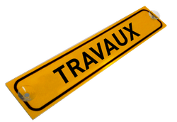Panneau ventouse FLUOR 375x75 mm – "Travaux" : signalisation temporaire compacte et ultra-visible