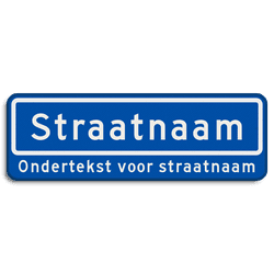 Straatnaambord 10 karakters 600x200 mm + ondertekst NEN 1772