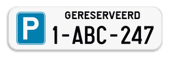 Parkeerplaats bord - Parkeerplaats gereserveerd + nummerplaat