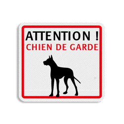 Panneau de terrain plat - ATTENTION ! Chien de garde - 119x109mm