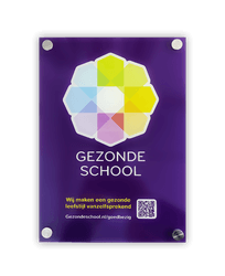 Plexiglas acrylaat bord - 210x297x5mm - Gezonde School - RVS afstandhouders