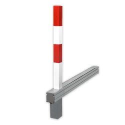 Absperrpfosten rot/wei&szlig; Umlegbar und Versenkbar - 70x70mm mit Schloss