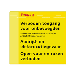 Waarschuwingsbord ProRail - Verboden toegang - 300x280mm