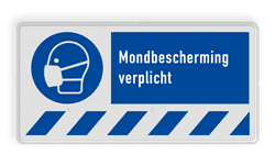 Veiligheidsbord M016 met tekst Mondbescherming verplicht