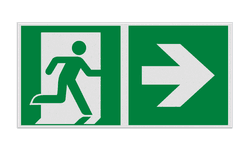 Vluchtroute bord met pijl naar rechts