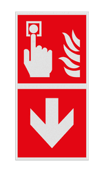 Brand bord met pictogram Brandmelder en pijl
