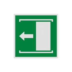 Vluchtroute bord – Nooduitgang Deur naar links schuiven om te openen