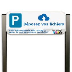 Panneau d’Information Parking Personnalisé – Aluminium Brossé avec Poteaux