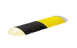 Pi&egrave;ce centrale de ralentisseur en plastique recycl&eacute; jaune/noir &ndash; 60 mm &ndash; 10 km/h