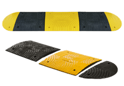 Fahrbahnschwelle aus Gummi komplett - < 30 km/h - 30 mm hoch - Schwarz-Gelb