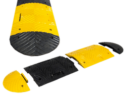 Verkeersdrempel rubber compleet - 15-20km/u - 50mm hoog - geel zwart