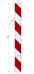 Kaderrand strook 1-delig - 3208x293mm rood/wit Silca/VPD | Klasse 3