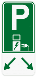 Parkeerbord E9 elektrisch laden - groen - met pijlen