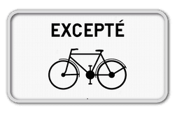 Panneau G2000 - M2 - Excepté vélos