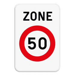 Zonebord SB250 ZC43 &ndash; Begin snelheidszone met snelheidsbeperking
