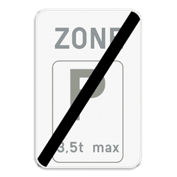 Zonebord SB250 ZE9T/ - Einde parkeerzone met beperking of aanvulling