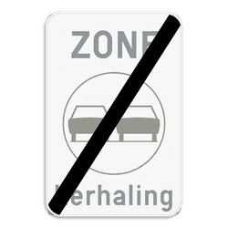 Zonebord SB250 ZC35T/ &ndash; Einde zone verboden links inhalen - met tekstvak