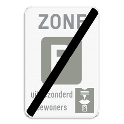 Zonebord SB250 ZE9a parkeerschijf/ - Einde parkeerzone met parkeerschijf