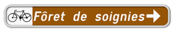 Panneau G2000 - F43c1 - Itinéraire conseillé à des catégories déterminées d’usagers vers une destination touristique - Droite + picto