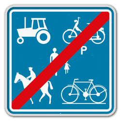 Panneau G2000 - F101c - Fin du chemin réservé aux véhicules agricoles, aux piétons, cyclistes et cavaliers