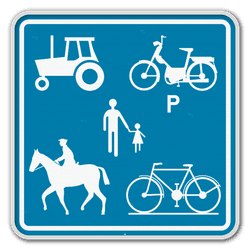 Panneau G2000 - F99c - Chemin réservé aux véhicules agricoles, aux piétons, cyclistes et cavaliers