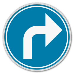 Panneau d'obligation G2000 D1f - Obligation de suivre &agrave; droite