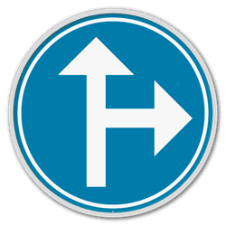Panneau d'obligation G2000 D3b - Obligation de suivre une des directions indiqu&eacute;es par les fl&egrave;ches