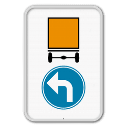 Panneau d'obligation G2000 D4 gauche - Obligation pour les v&eacute;hicules transportant des marchandises dangereuses de suivre la direction indiqu&eacute;e par la fl&egrave;che