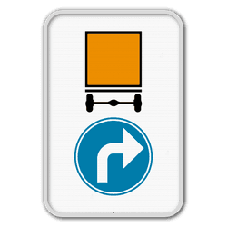 Panneau d'obligation G2000 D4 droite - Obligation pour les v&eacute;hicules transportant des marchandises dangereuses de suivre la direction indiqu&eacute;e par la fl&egrave;che