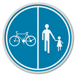 Panneau d'obligation G2000 D9a - Partie de la voie publique r&eacute;serv&eacute;e &agrave; la circulation des pi&eacute;tons, des bicyclettes et des cyclomoteurs &agrave; deux roues classe A