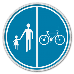 Panneau d'obligation G2000 D9b - Partie de la voie publique r&eacute;serv&eacute;e &agrave; la circulation des pi&eacute;tons, des bicyclettes et des cyclomoteurs &agrave; deux roues classe A