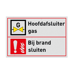 Bord hoofdafsluiter gas, bij brand sluiten - reflecterend