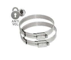 Collier de serrage en acier inoxydable - Anti-vol tam-torque - Diamètre variable (jeu de 2 pièces)